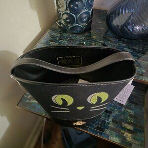 COACH HALLOWEEN Black Cat Trick Or Treat Bucket Bag